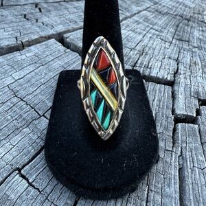 Zuni Sterling Silver Inlay Ring